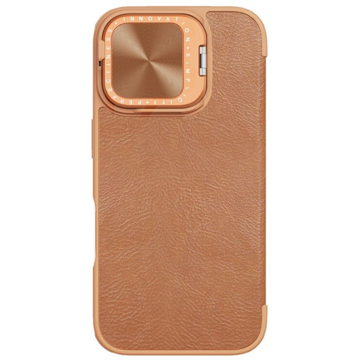 Чехол-книжка NILLKIN Qin Prop Leather Case для Apple iPhone 16 - Brown: фото 4 из 17
