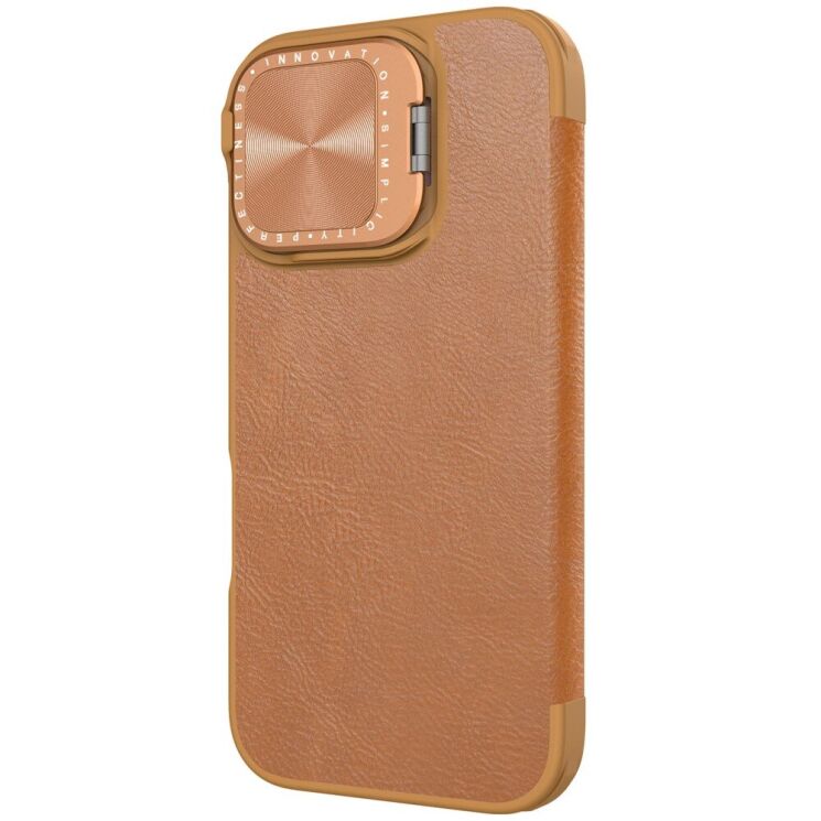 Чехол-книжка NILLKIN Qin Prop Leather Case для Apple iPhone 16 - Brown: фото 5 из 17