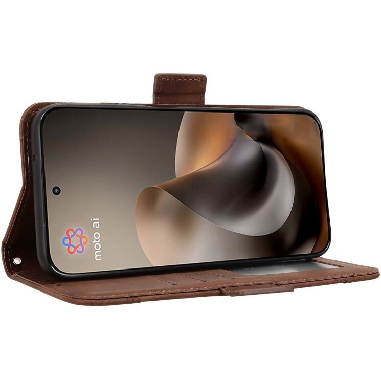 Чохол-книжка з кишеньками Deexe Wallet Stand для Motorola Moto G77 - Brown: фото 6 з 15