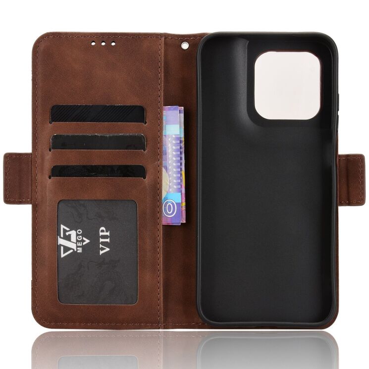 Чохол-книжка з кишеньками Deexe Wallet Stand для Motorola Moto G77 - Brown: фото 4 з 15