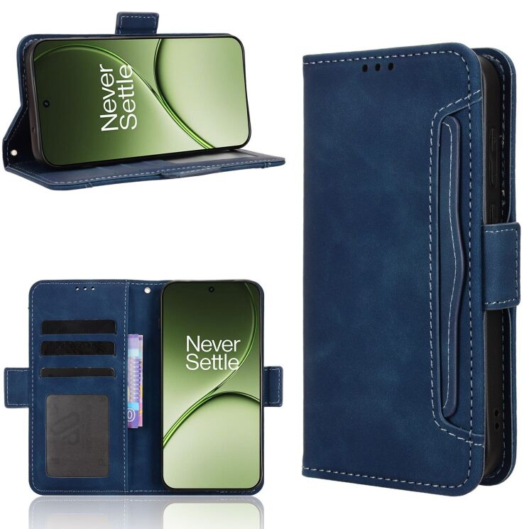Чехол-книжка с карманами Deexe Wallet Stand для OnePlus 15T - Blue: фото 8 из 15