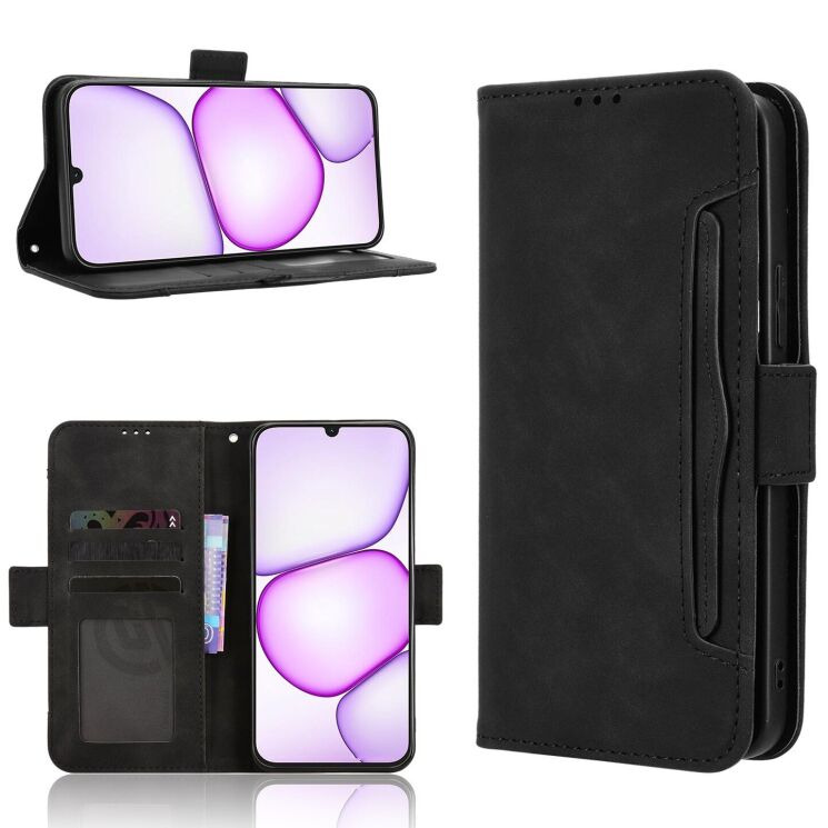 Чохол-книжка з кишеньками Deexe Wallet Stand для Realme C100i - Black: фото 8 з 15