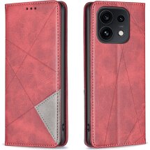 Чехол-книжка с карманами UniCase Geometric Pattern для OPPO Reno 16 / 16 Pro - Red: фото 1 из 10