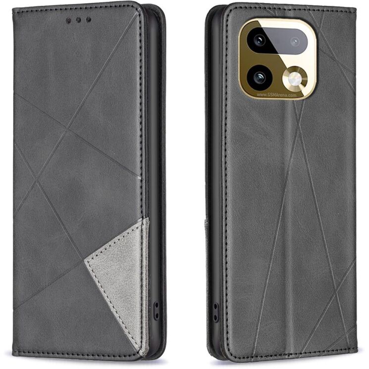 Чехол-книжка с карманами UniCase Geometric Pattern для Realme 16 Pro - Black: фото 1 из 12