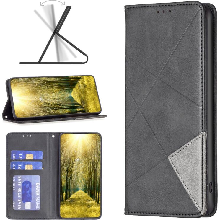 Чехол-книжка с карманами UniCase Geometric Pattern для Realme 16 Pro - Black: фото 4 из 12