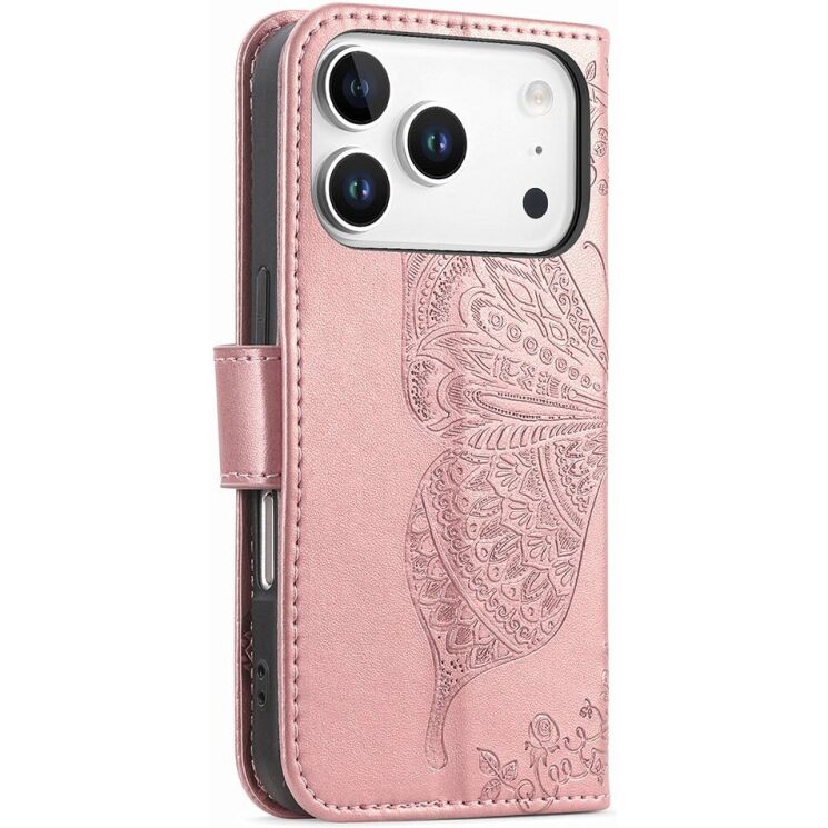 Чохол-книжка з малюнком UniCase Butterfly Pattern для iPhone 18 Pro / 17 Pro - Rose Gold: фото 6 з 9