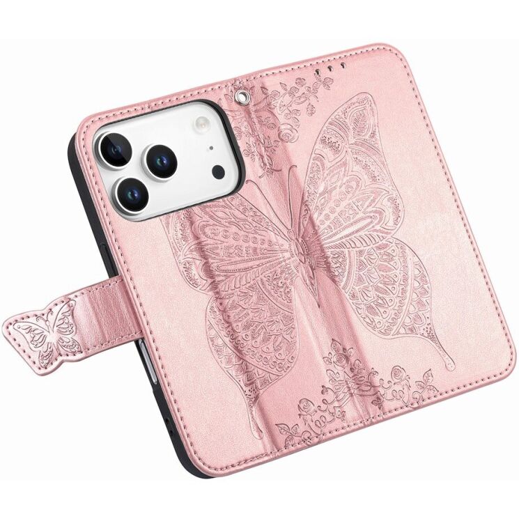 Чохол-книжка з малюнком UniCase Butterfly Pattern для iPhone 18 Pro / 17 Pro - Rose Gold: фото 4 з 9