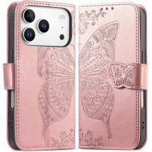 Чохол-книжка з малюнком UniCase Butterfly Pattern для iPhone 18 Pro / 17 Pro - Rose Gold: фото 1 з 9