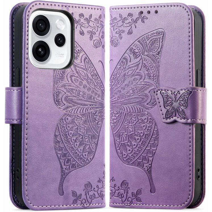 Чехол-книжка с рисунком UniCase Butterfly Pattern для OPPO Reno 15 F/FS - Light Purple: фото 1 из 8
