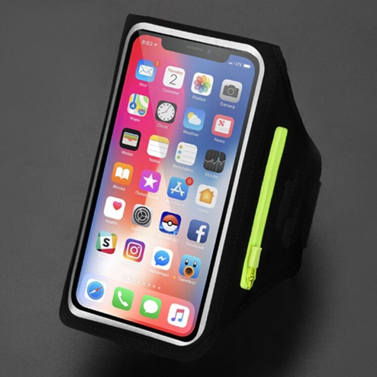 Чехол на руку Deexe Running Armband для смартфонов 6,7 дюйма - Grey: фото 7 из 8