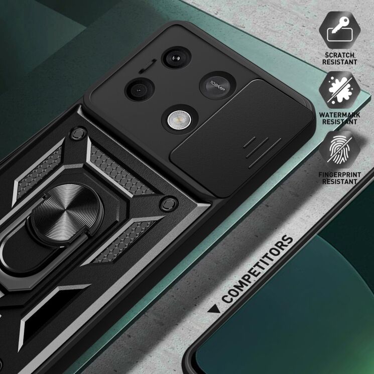 Чехол с защитой камеры Deexe Armor Shield для Xiaomi Redmi Note 13 5G - Black: фото 5 из 9