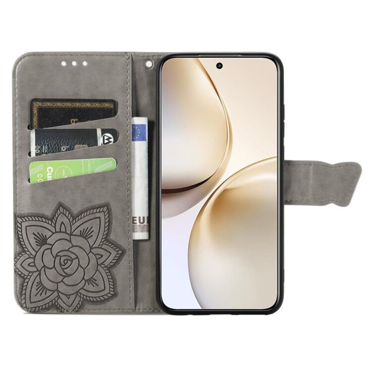 Чехол UniCase Butterfly Pattern для Realme 14 Pro Plus - Grey: фото 3 из 9