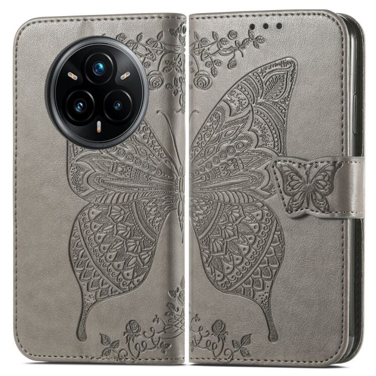 Чехол UniCase Butterfly Pattern для Realme 14 Pro Plus - Grey: фото 2 из 9
