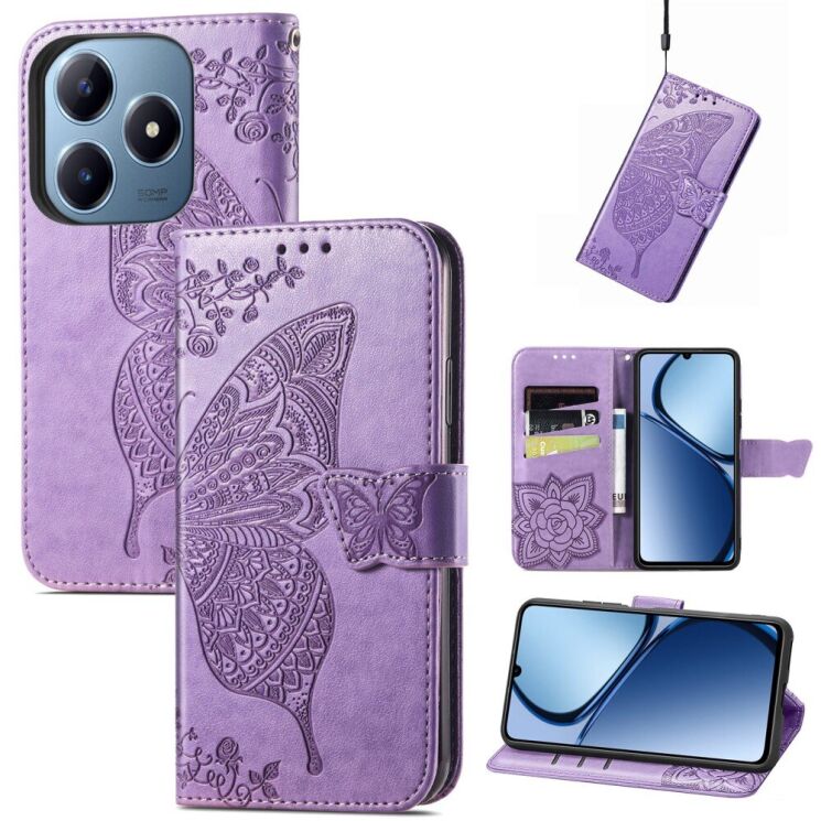 Чехол UniCase Butterfly Pattern для Realme C63 / C61 / Note 60x - Light Purple: фото 4 из 9