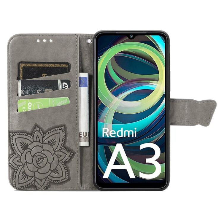 Чехол UniCase Butterfly Pattern для Xiaomi Redmi A3 - Grey: фото 2 из 8