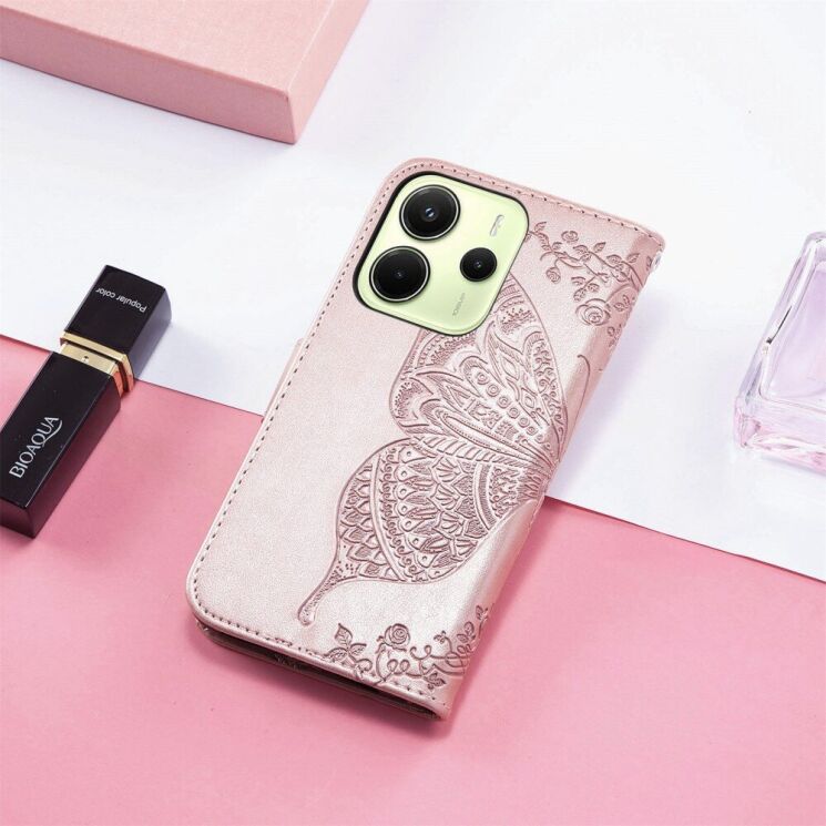 Чехол UniCase Butterfly Pattern для Xiaomi Redmi Note 14 4G - Rose Gold: фото 6 из 14