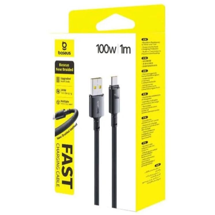 Кабель Baseus New Braided USB to Type-C (100W, 1m) E0426W01 - Black: фото 2 из 7