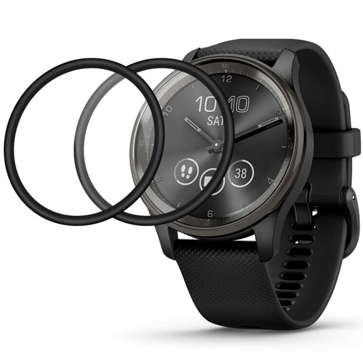 Комплект захисних плівок Deexe Protector Film для Garmin Vivomove Trend - Black: фото 1 з 6