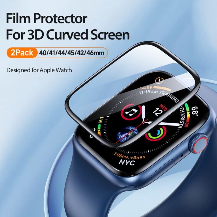 Комплект защитных пленок DUX DUCIS 3D Curved Screen для Apple Watch 10 46 mm - Black: фото 4 из 11