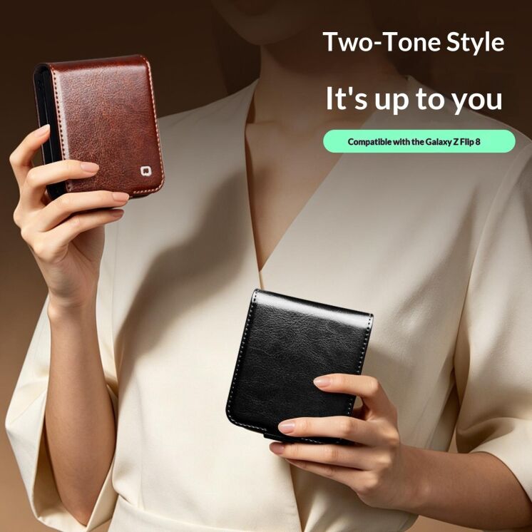 Шкіряний чохол QIALINO Classic Case (FF) для Samsung Galaxy Flip 8 - Brown (423523Z) Шкіряний чохол QIALINO Classic Case (FF) для Samsung Galaxy Flip 8 - Brown: фото 7 з 12