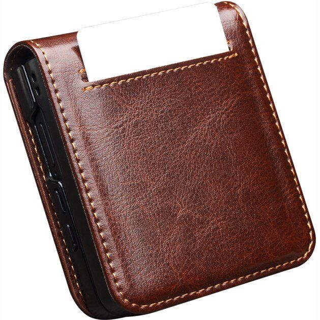 Шкіряний чохол QIALINO Classic Case (FF) для Samsung Galaxy Flip 8 - Brown (423523Z) Шкіряний чохол QIALINO Classic Case (FF) для Samsung Galaxy Flip 8 - Brown: фото 3 з 12