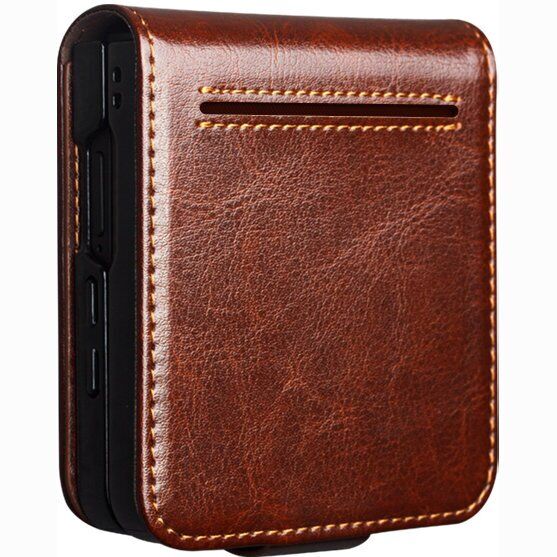 Шкіряний чохол QIALINO Classic Case (FF) для Samsung Galaxy Flip 8 - Brown (423523Z) Шкіряний чохол QIALINO Classic Case (FF) для Samsung Galaxy Flip 8 - Brown: фото 5 з 12