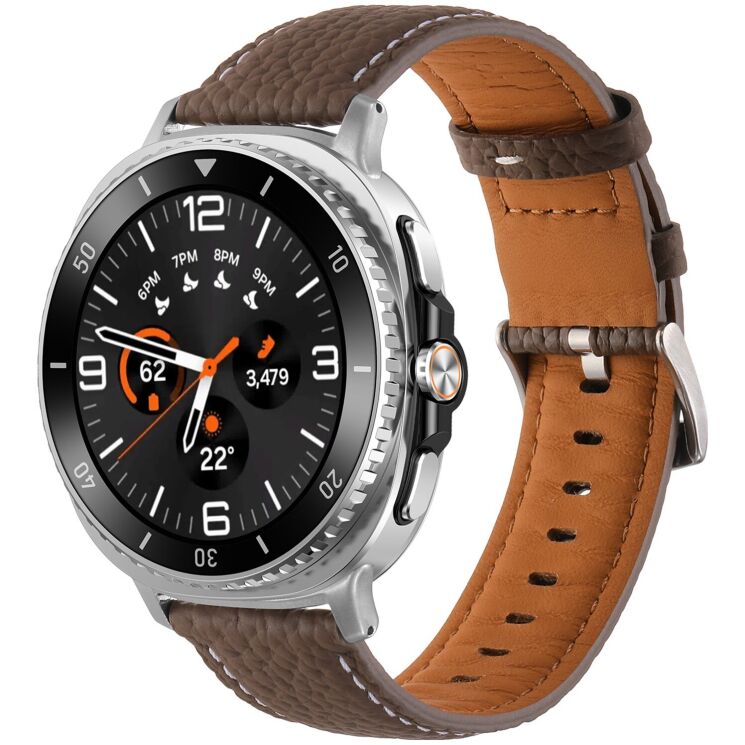 Шкіряний ремінець Deexe Classic для Samsung Galaxy Watch 8 (40/44mm) / 8 Classic - Dark Brown: фото 2 з 5
