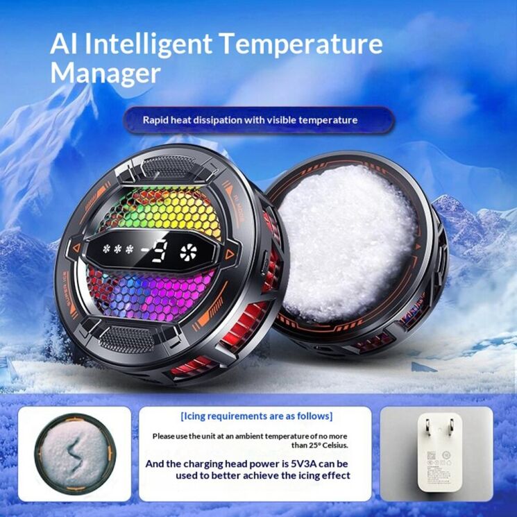 Кулер-вентилятор для смартфона Reframe K31 Magnetic AI Cooler - Black: фото 14 из 21