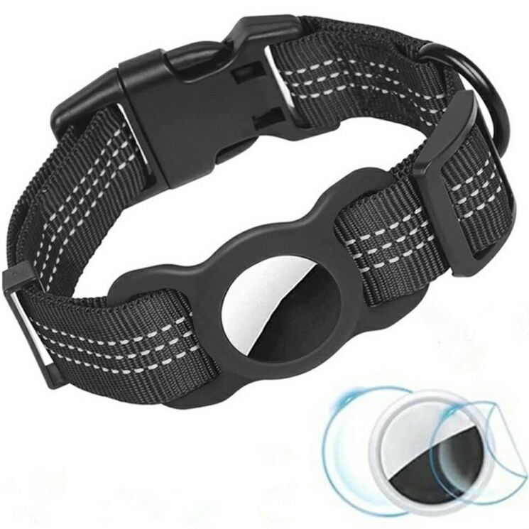 Ошейник Deexe Reflect Tracker для собак с чехлом Apple AirTag / AirTags 2 - Black: фото 1 из 6