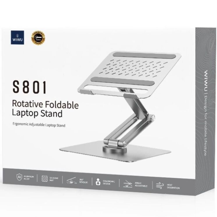 Подставка для ноутбука WIWU ZM-S801 Rotative Foldable - Silver (982300S) Подставка для ноутбука WIWU ZM-S801 Rotative Foldable - Silver: фото 9 из 9