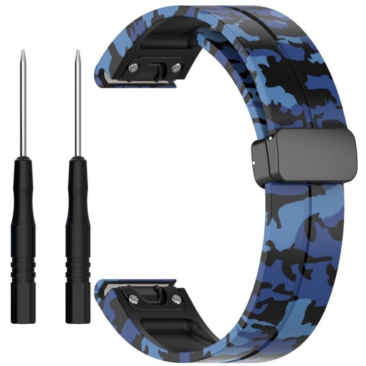 Ремешок Deexe Camo Silicone для часов с шириной крепления 22мм - Blue: фото 1 из 10
