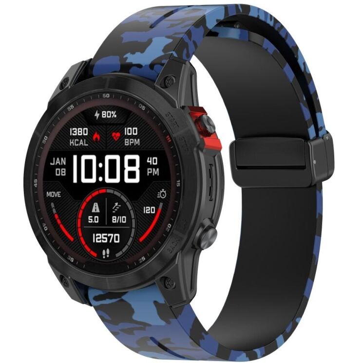 Ремешок Deexe Camo Silicone для часов с шириной крепления 22мм - Blue: фото 6 из 10