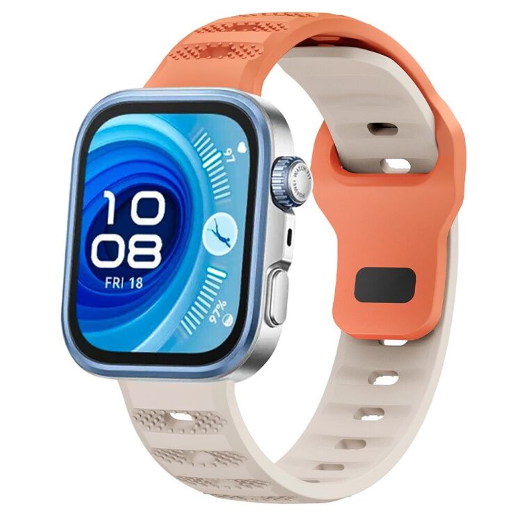 Ремешок Deexe Dot Texture для Huawei Watch Fit 3 / Fit 4 / Fit 4 Pro - Lite Orange: фото 2 из 5