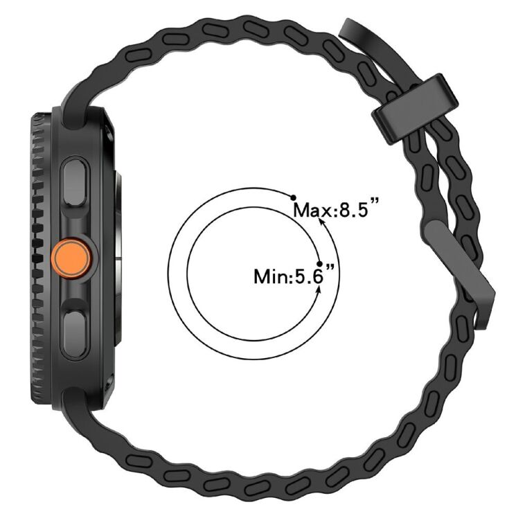 Ремінець Deexe Ocean Strap для Samsung Galaxy Watch 8 (40/44mm) / 8 Classic / Ultra (2025) - Orange / Black: фото 6 з 6