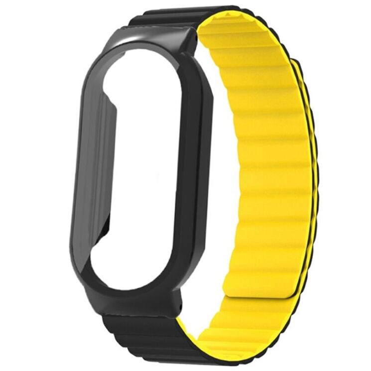 Ремешок Deexe Soft Chain для Xiaomi Mi Band 7 - Black / Yellow: фото 1 из 3
