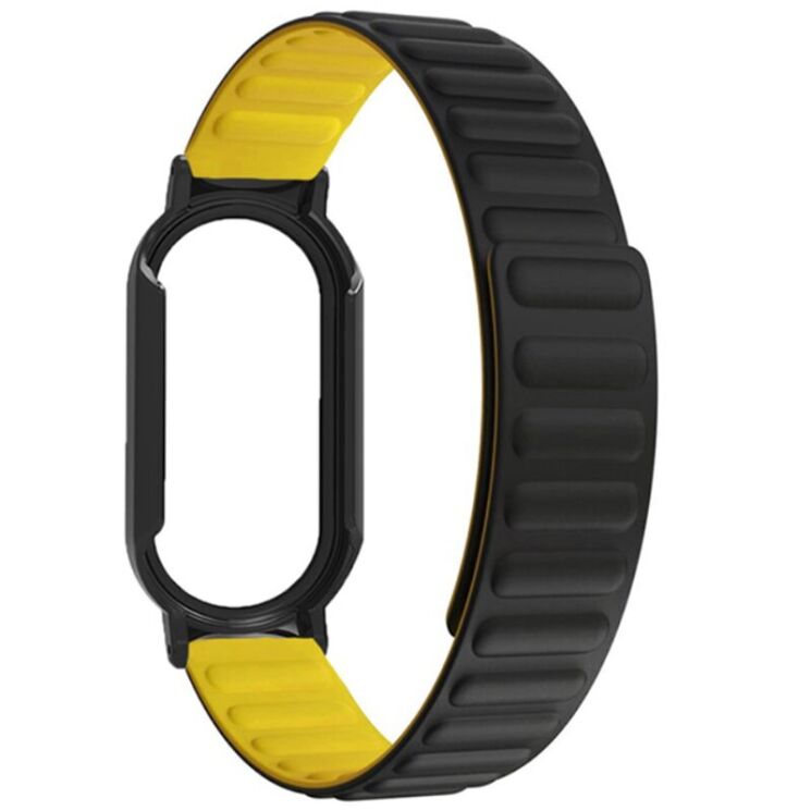 Ремешок Deexe Soft Chain для Xiaomi Mi Band 7 - Black / Yellow: фото 3 из 3