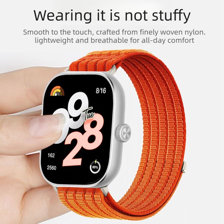 Ремешок Deexe Soft Weave для Xiaomi Redmi Watch 4 / Watch 5 / Watch 6 / Mi Smart Band 8 Pro / Band 9 Pro - Orange: фото 3 из 5