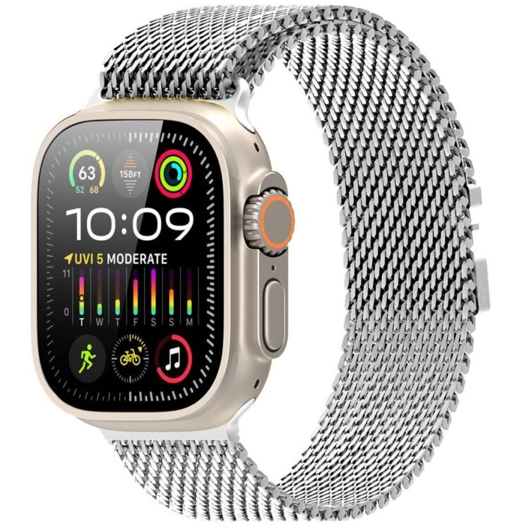 Ремешок DUX DUCIS Milanese Air Series для Apple Watch 46 / 45 / 44 / SE 44 / 42 (Series 1-3) / Ultra / Ultra 2 - Silver: фото 2 из 12