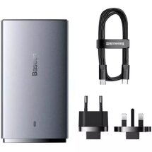 Мережевий зарядний пристрій Baseus GaN5 Pro Ultra-Slim C+U (65W) + кабель Type-C to Type-C (100W, 5A, 1m) CCGP150113 - Gray: фото 1 з 26
