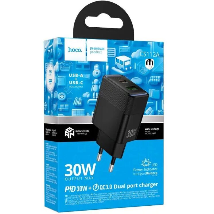 Сетевое зарядное устройство Hoco CS112A Lounge PD30W + QC3.0 - Black (995684B) Сетевое зарядное устройство Hoco CS112A Lounge PD30W + QC3.0 - Black: фото 5 из 5