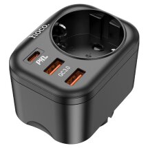 Мережевий зарядний пристрій Hoco NS3 (Type-C + 2USB + AC Socket) - Black: фото 1 з 6