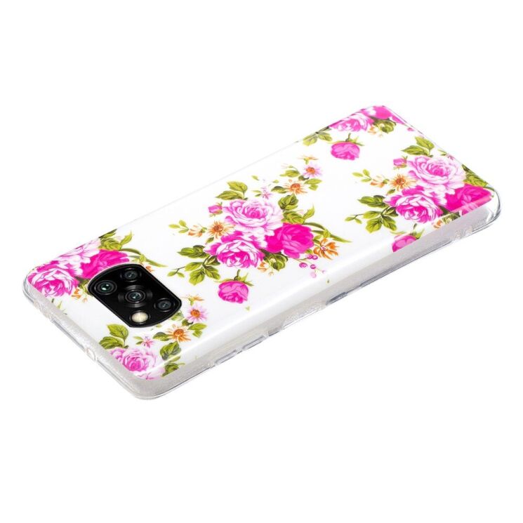 Силиконовый (TPU) чехол Deexe LumiCase для Xiaomi Poco X3 / Poco X3 Pro - Blooming Peonies: фото 3 из 4