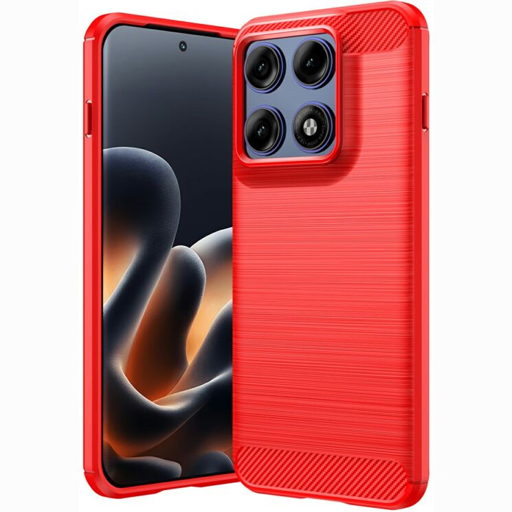 Силіконовий (TPU) чохол UniCase Carbon для Motorola Edge 70 Pro - Red: фото 1 з 9