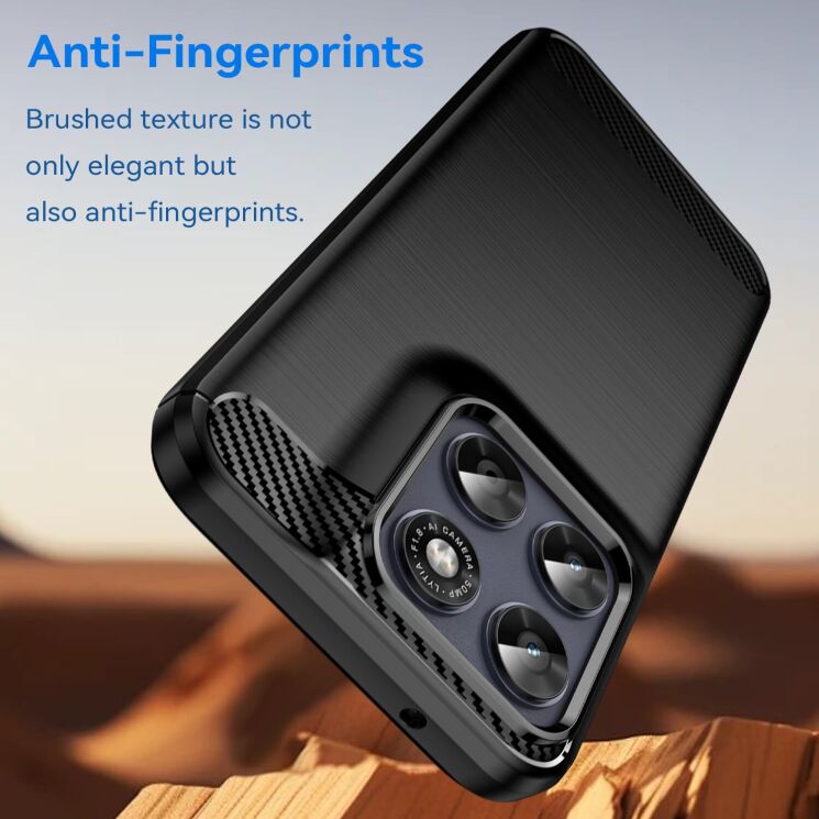 Силиконовый (TPU) чехол UniCase Carbon для Motorola Moto G77 - Blue: фото 4 из 8