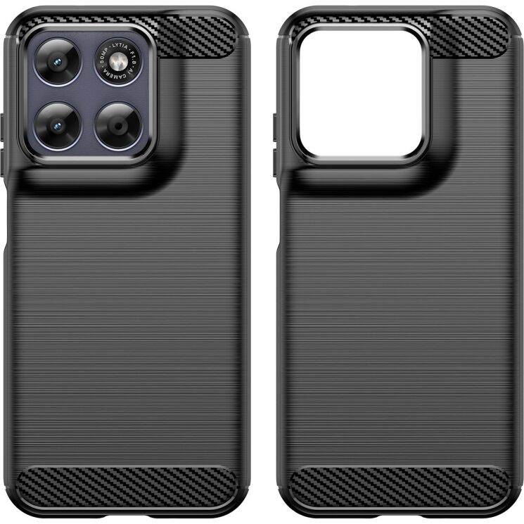 Силіконовий (TPU) чохол UniCase Carbon для Motorola Moto G77 - Black: фото 2 з 8