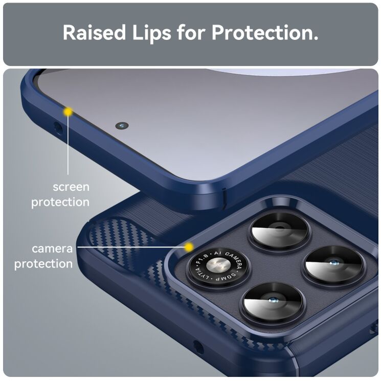 Силиконовый (TPU) чехол UniCase Carbon для Motorola Moto G77 - Blue: фото 7 из 8