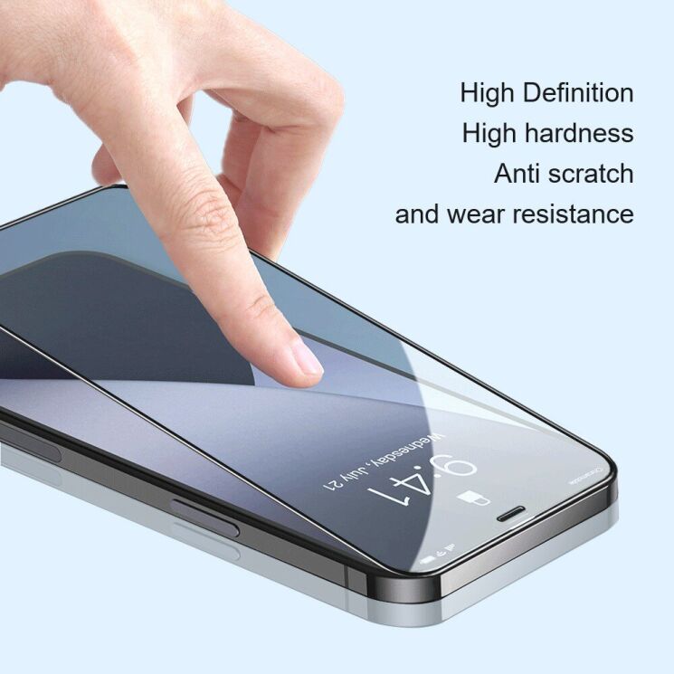 Захисне скло AMORUS Full Glue Tempered Glass для Apple iPhone 16 Pro - Black: фото 6 з 11