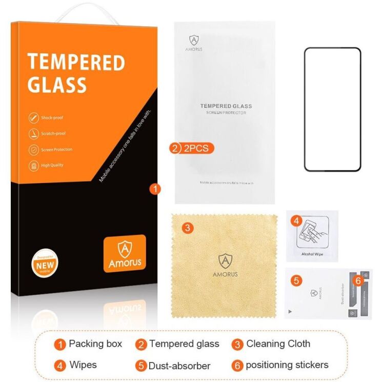 Защитное стекло AMORUS Full Glue Tempered Glass для Xiaomi 14T / 14T Pro - Black: фото 8 из 9