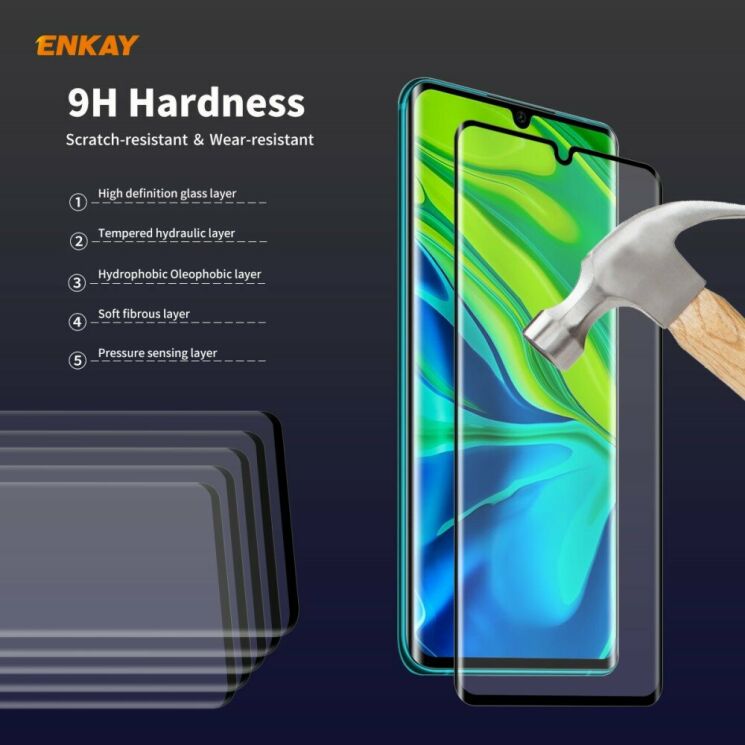 Захисне скло ENKAY 3D Full Glue для Xiaomi Mi Note 10 Pro / Mi Note 10 - Black: фото 6 з 11