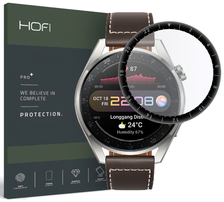 Защитное стекло HOFI Hybrid Glass для Huawei Watch 3 Pro - Black: фото 1 из 2